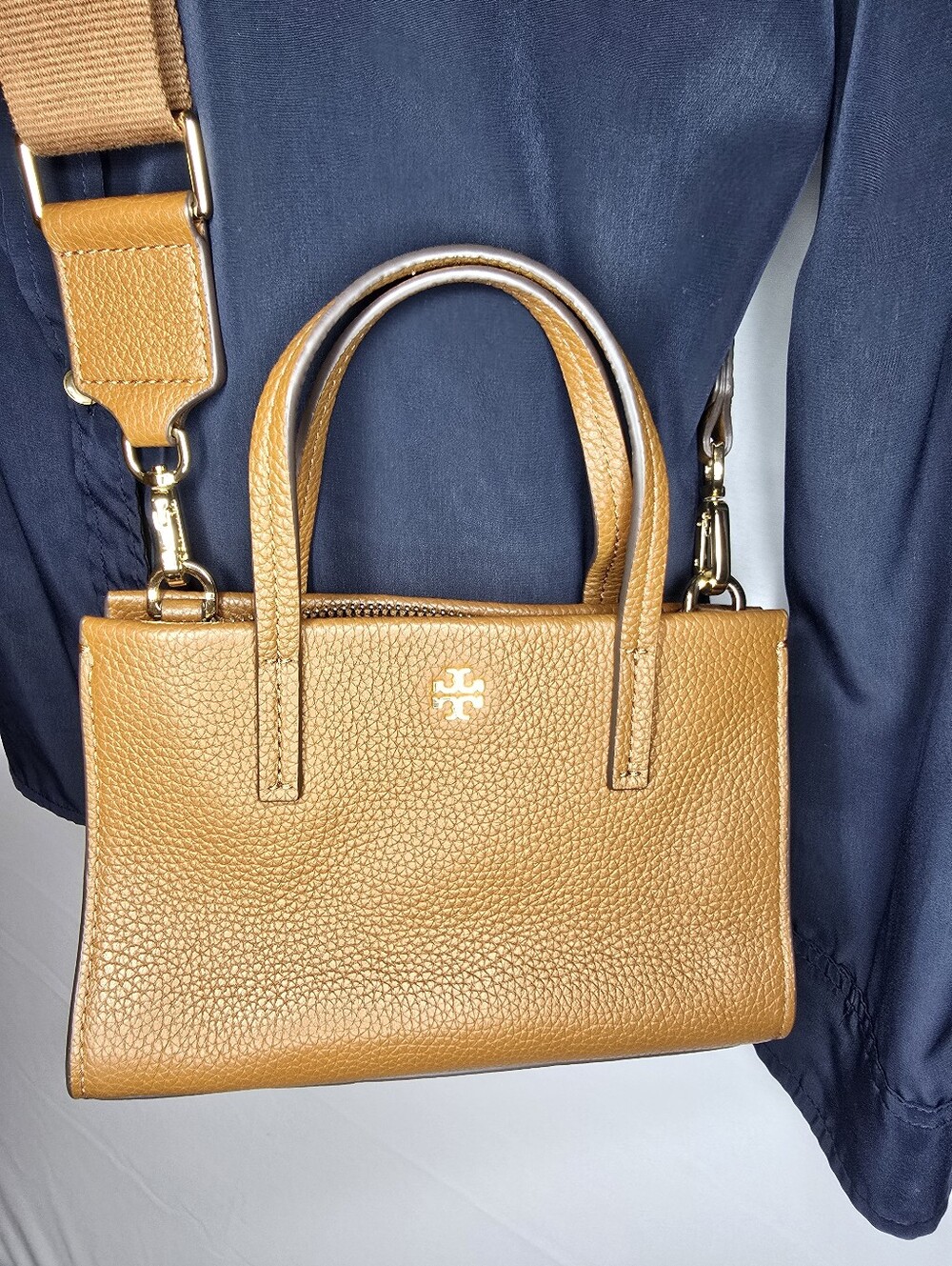 Tory Burch Blake Mini Tote Cortado Brown Leather Crossbody Pebbled